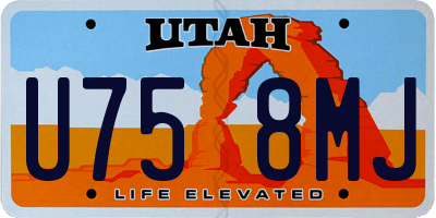 UT license plate U758MJ