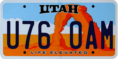 UT license plate U760AM