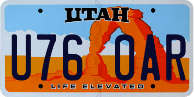 UT license plate U760AR