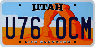 UT license plate U760CM