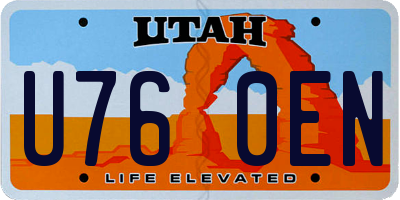 UT license plate U760EN
