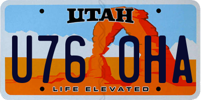 UT license plate U760HA