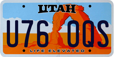 UT license plate U760QS