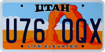 UT license plate U760QX