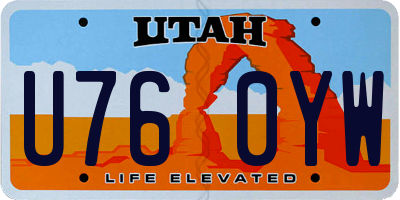 UT license plate U760YW