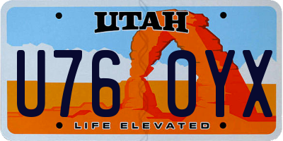 UT license plate U760YX