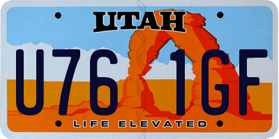UT license plate U761GF