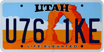UT license plate U761KE