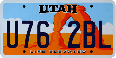 UT license plate U762BL