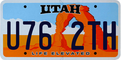 UT license plate U762TH