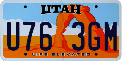 UT license plate U763GM