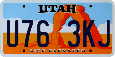 UT license plate U763KJ