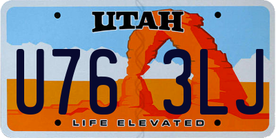 UT license plate U763LJ