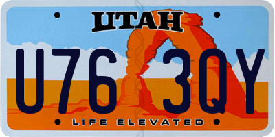 UT license plate U763QY