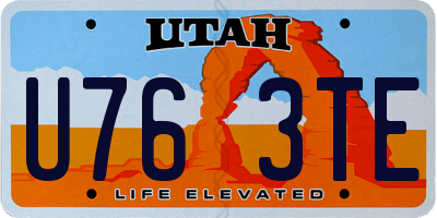 UT license plate U763TE