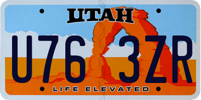 UT license plate U763ZR