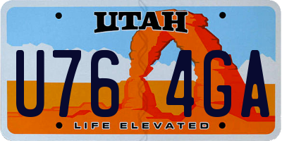 UT license plate U764GA
