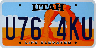 UT license plate U764KU
