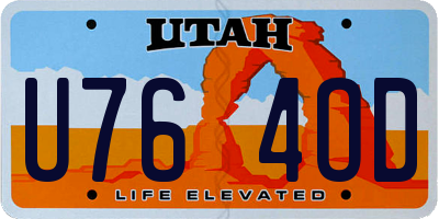UT license plate U764OD
