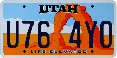 UT license plate U764YO