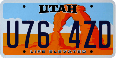 UT license plate U764ZD
