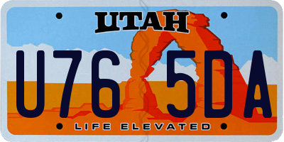 UT license plate U765DA