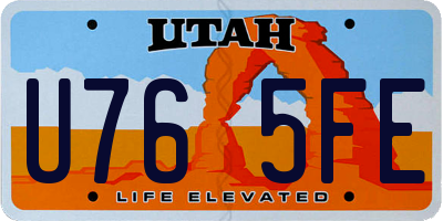 UT license plate U765FE