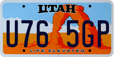 UT license plate U765GP