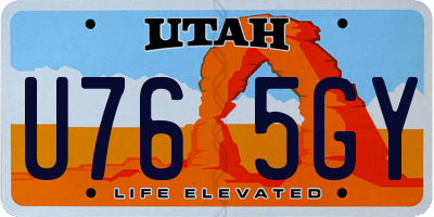 UT license plate U765GY