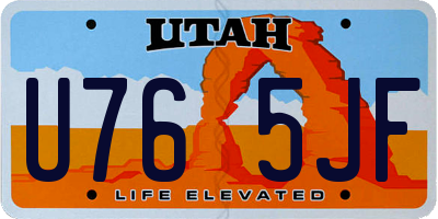 UT license plate U765JF
