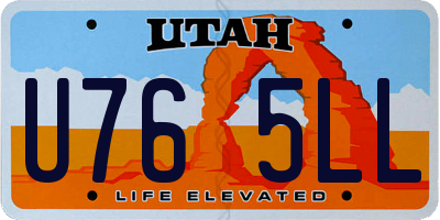 UT license plate U765LL