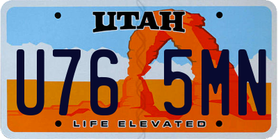 UT license plate U765MN