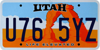 UT license plate U765YZ