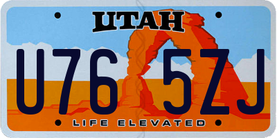 UT license plate U765ZJ