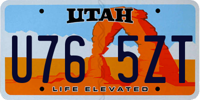 UT license plate U765ZT