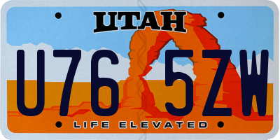 UT license plate U765ZW