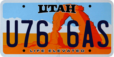 UT license plate U766AS