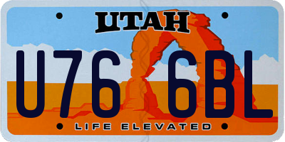 UT license plate U766BL
