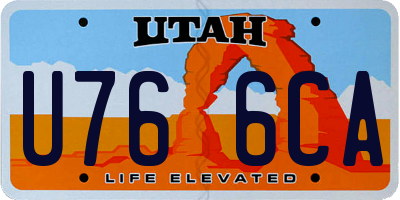 UT license plate U766CA