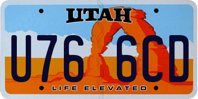 UT license plate U766CD