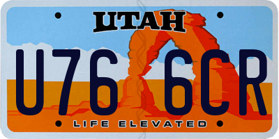 UT license plate U766CR