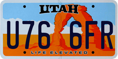 UT license plate U766FR