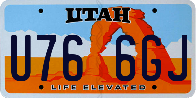 UT license plate U766GJ