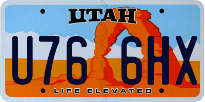 UT license plate U766HX