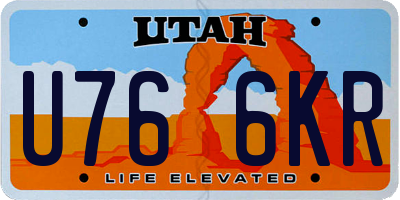 UT license plate U766KR
