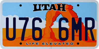 UT license plate U766MR