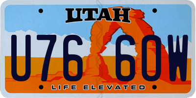 UT license plate U766OW