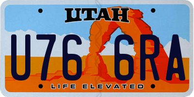 UT license plate U766RA