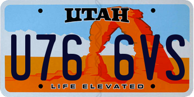 UT license plate U766VS