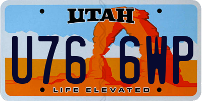 UT license plate U766WP